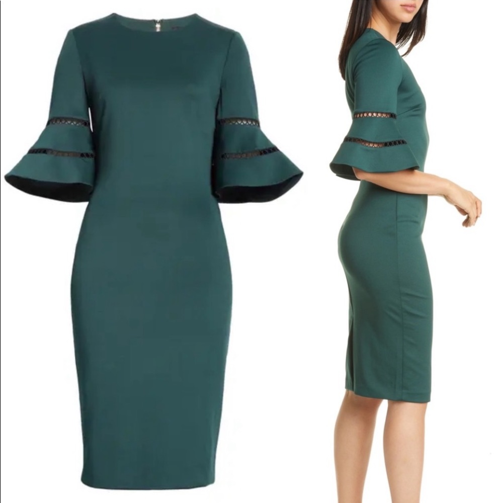TED BAKER FILINO MIDI BELL SLEEVES DRESS SZ US 12 OR TED SZ 5